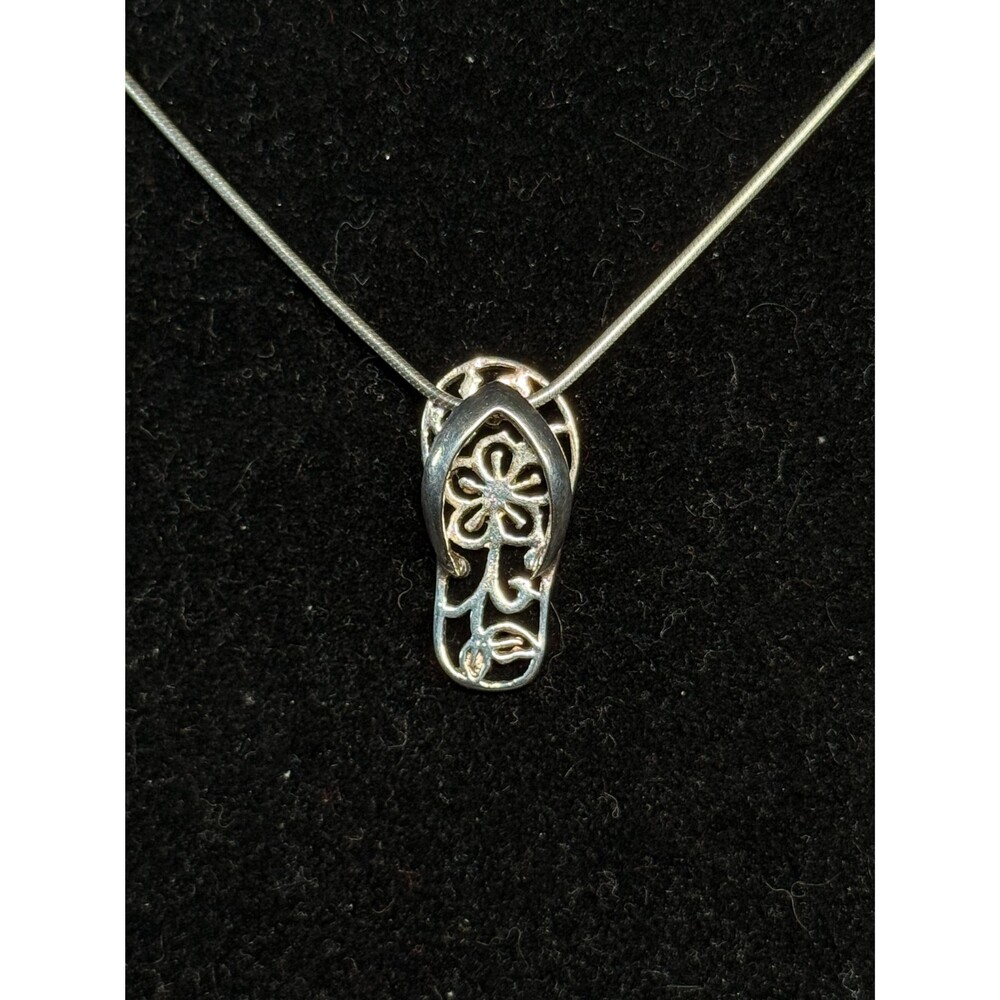 Sterling Silver Flip Flop Sandal Pendant Necklace